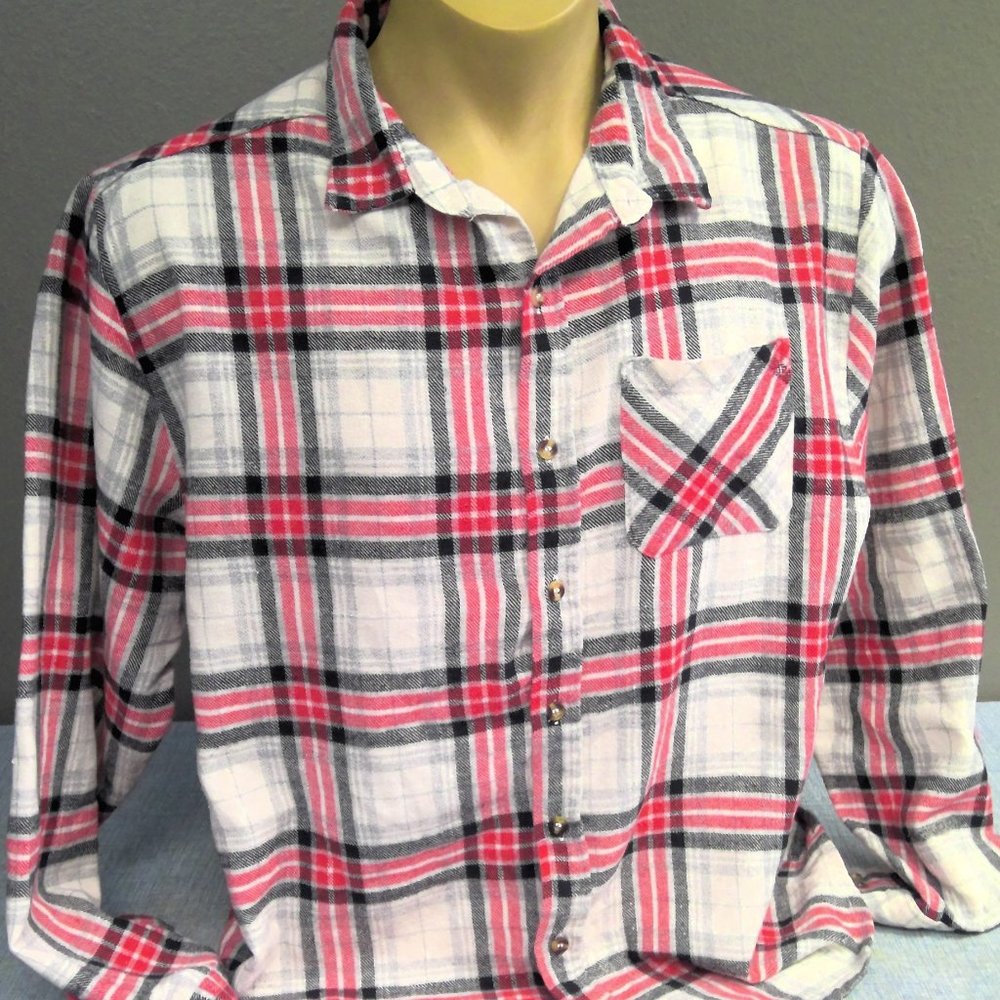 Vintage North 15 Flannel Western Shirt Button Up Long Sleeve Plaid Men's XL